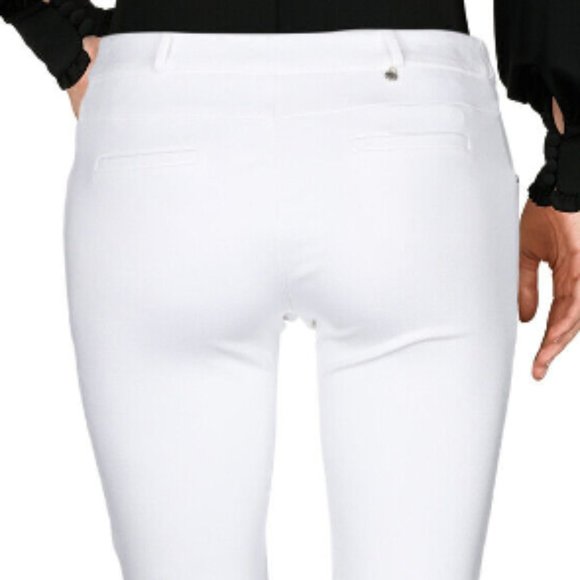 NWT $200+ ANNARITA N PANTS Size 28w (IT42) Stretch WHITE Flare Leg Made in ITALY - Picture 4 of 4